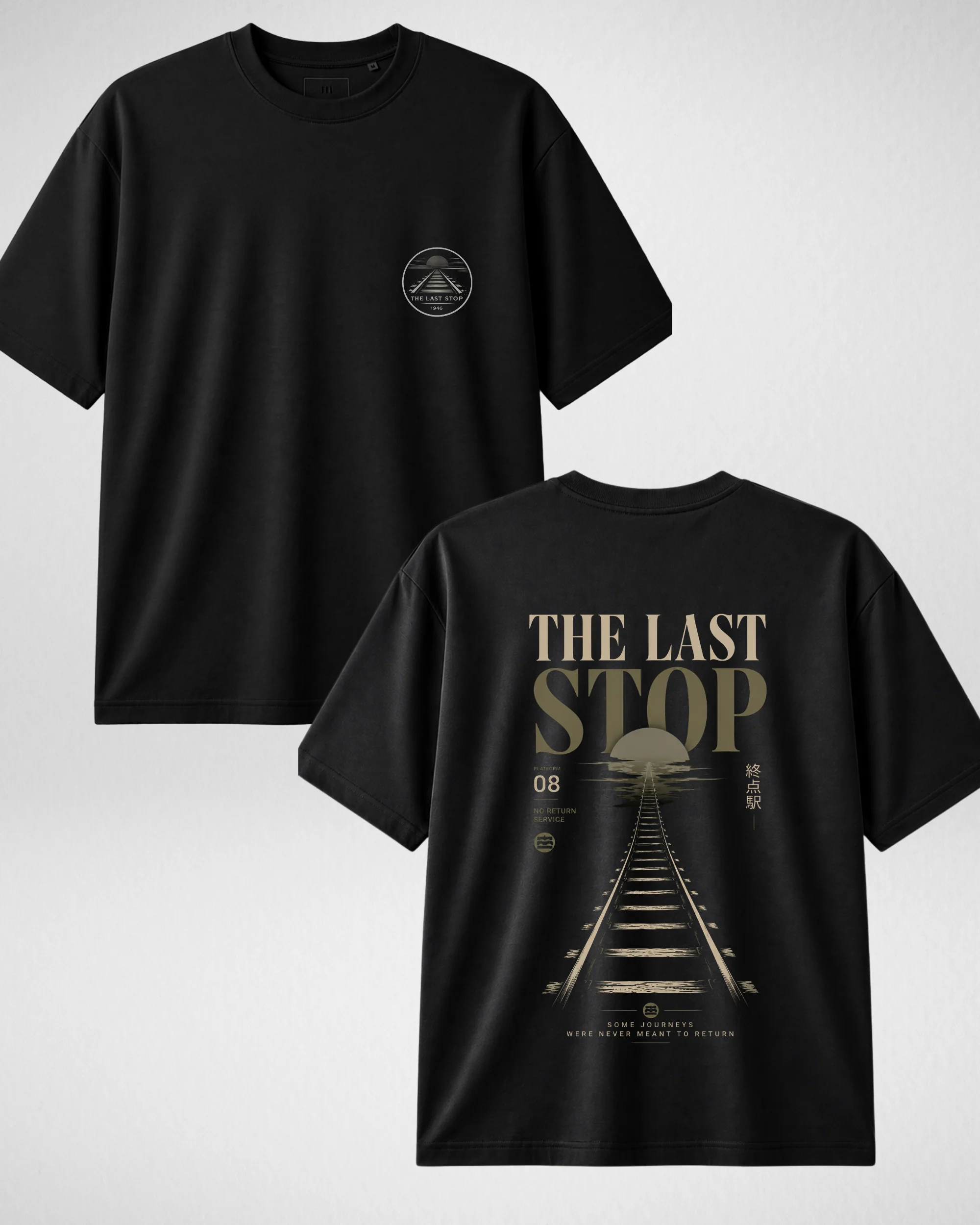 Black Printed Drop Shoulder T-Shirt (Code 5376)