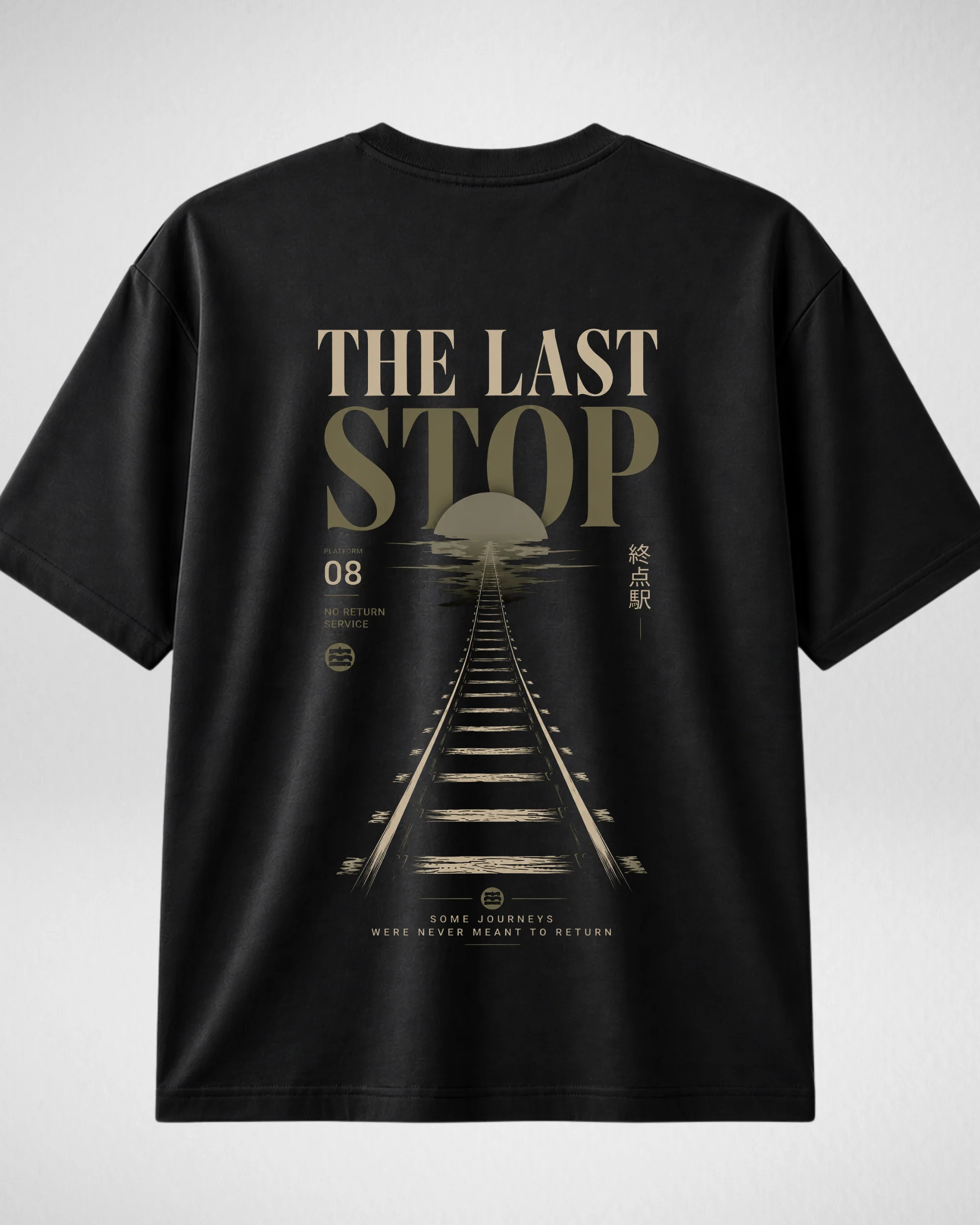 Black Printed Drop Shoulder T-Shirt (Code 5376) - Image 3