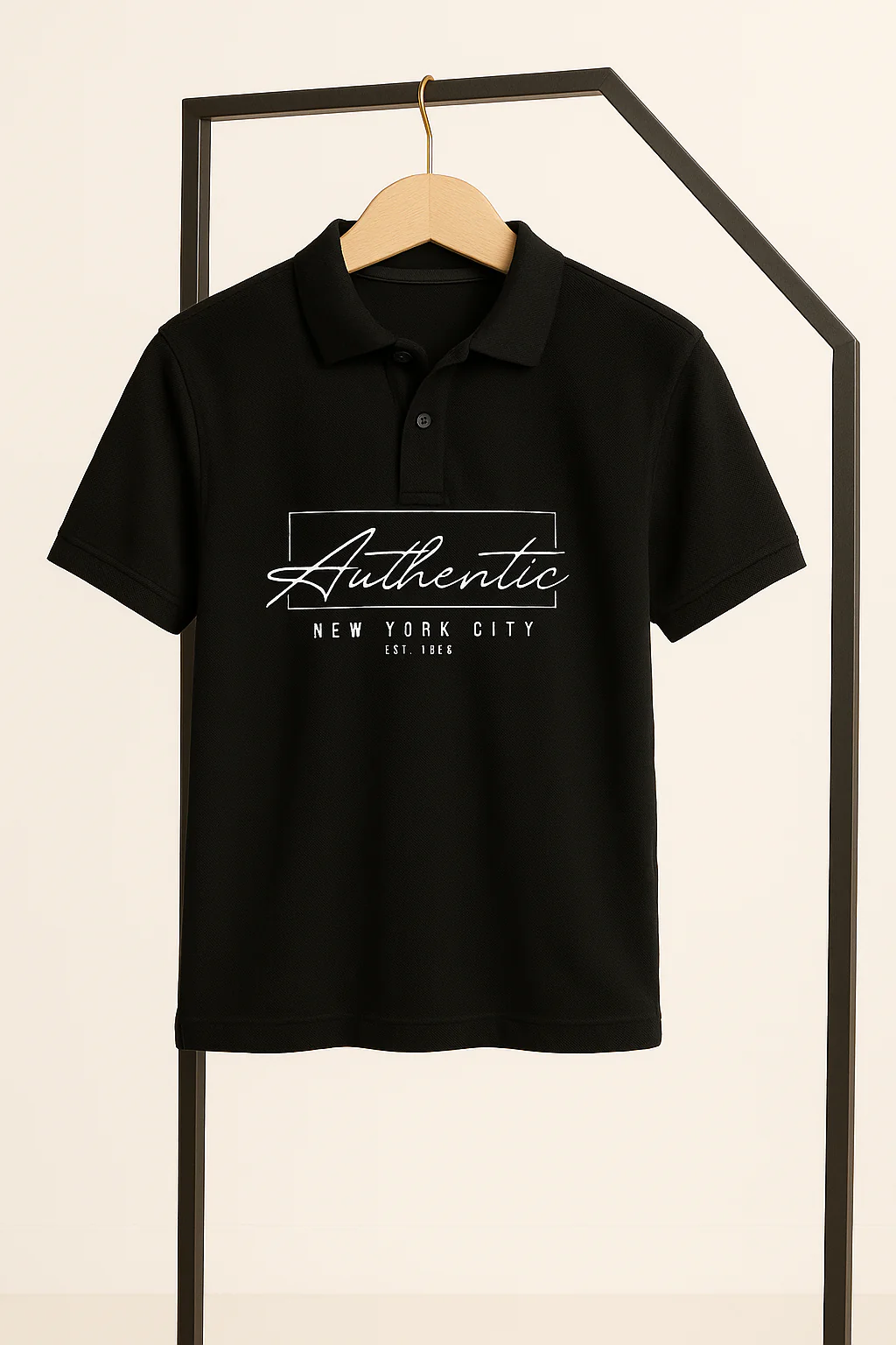 Black Printed Polo T-Shirt – Stylish & Comfortable (Code 3306) - Image 2