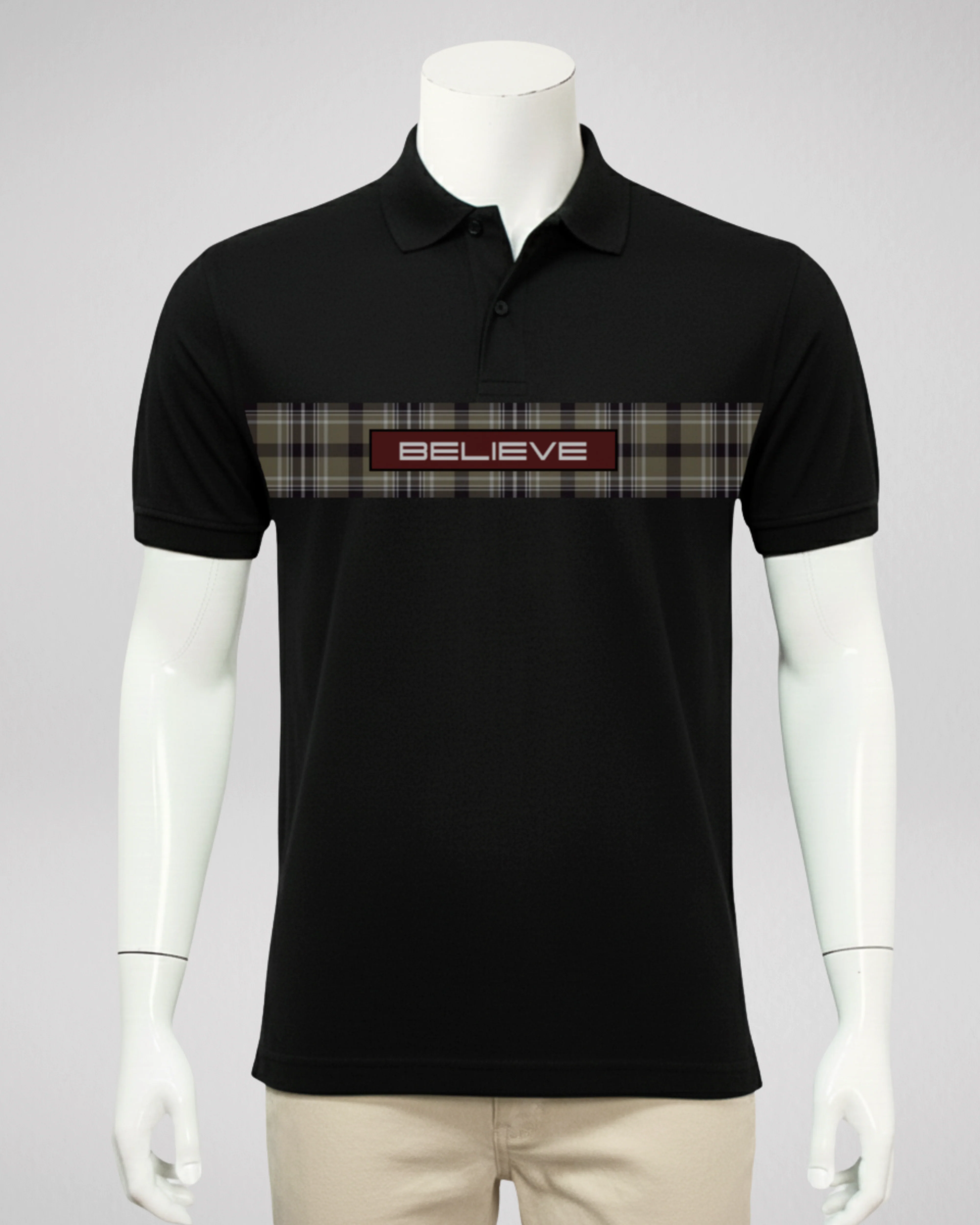 Black Stripe Printed Polo T-Shirt – Stylish & Comfortable (Code 4712)