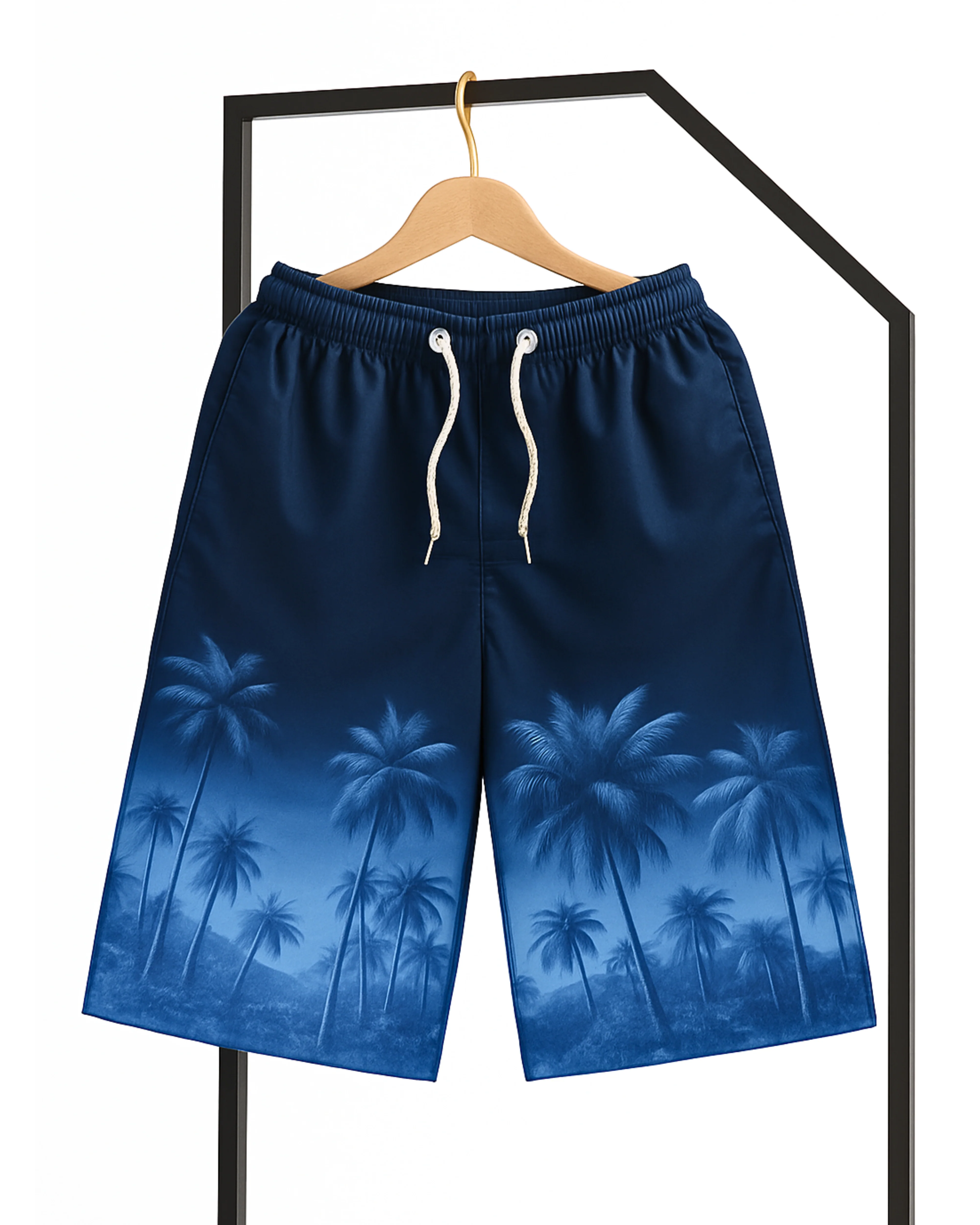Men’s Blue Beach Digital Printed Shorts – Soft & Comfortable (Code 3317) - Image 3