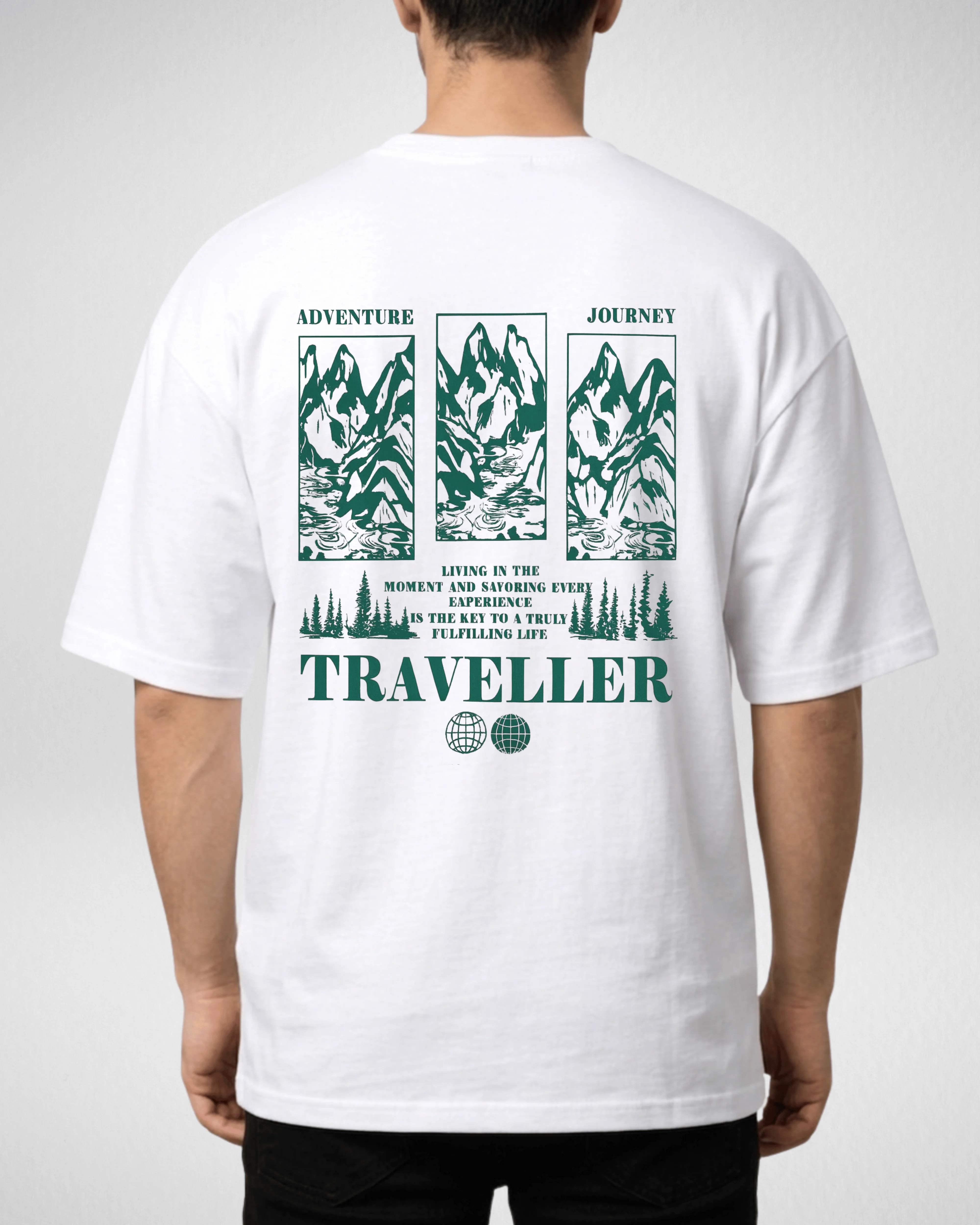 White Printed Drop Shoulder T-Shirt (Code 4882)