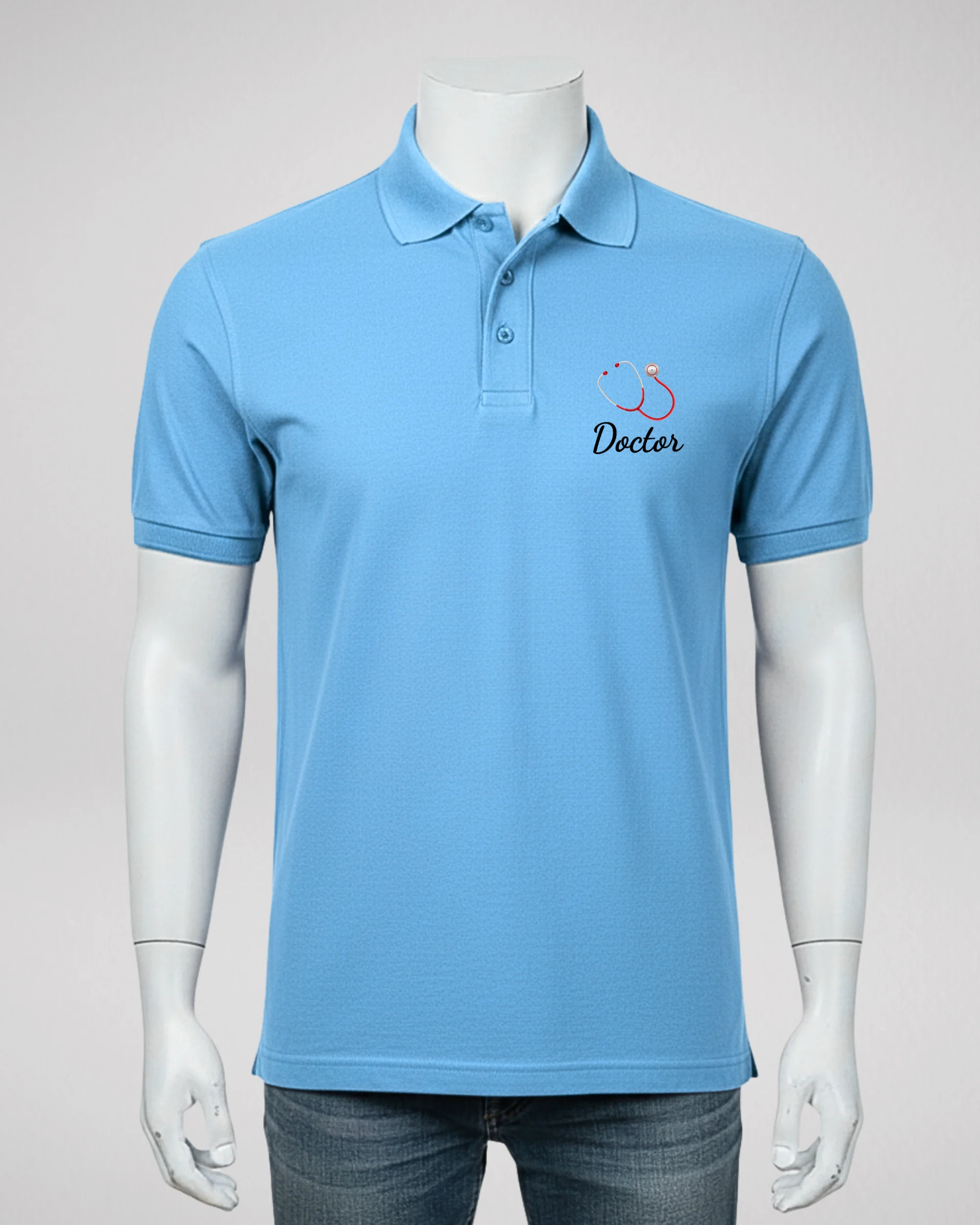 Navy blue | Black | White | Sky Blue  Printed Polo T-Shirt – Stylish & Comfortable (Code 4560) - Image 12