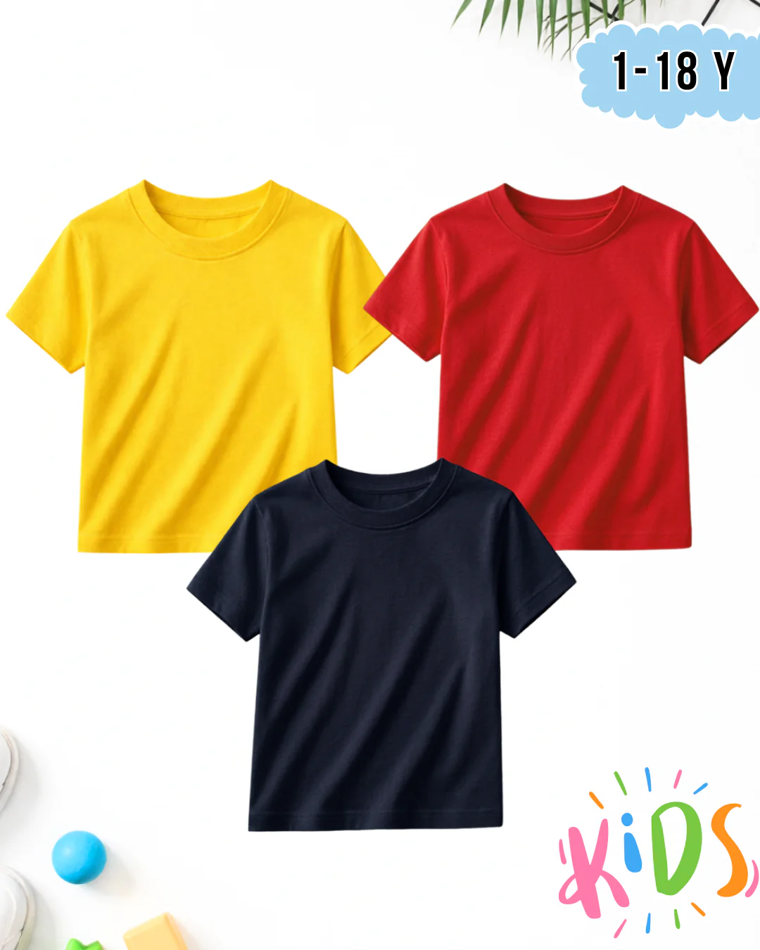 Pack of 3 Kids Basic Shirts – for Boys  (Code 5181)