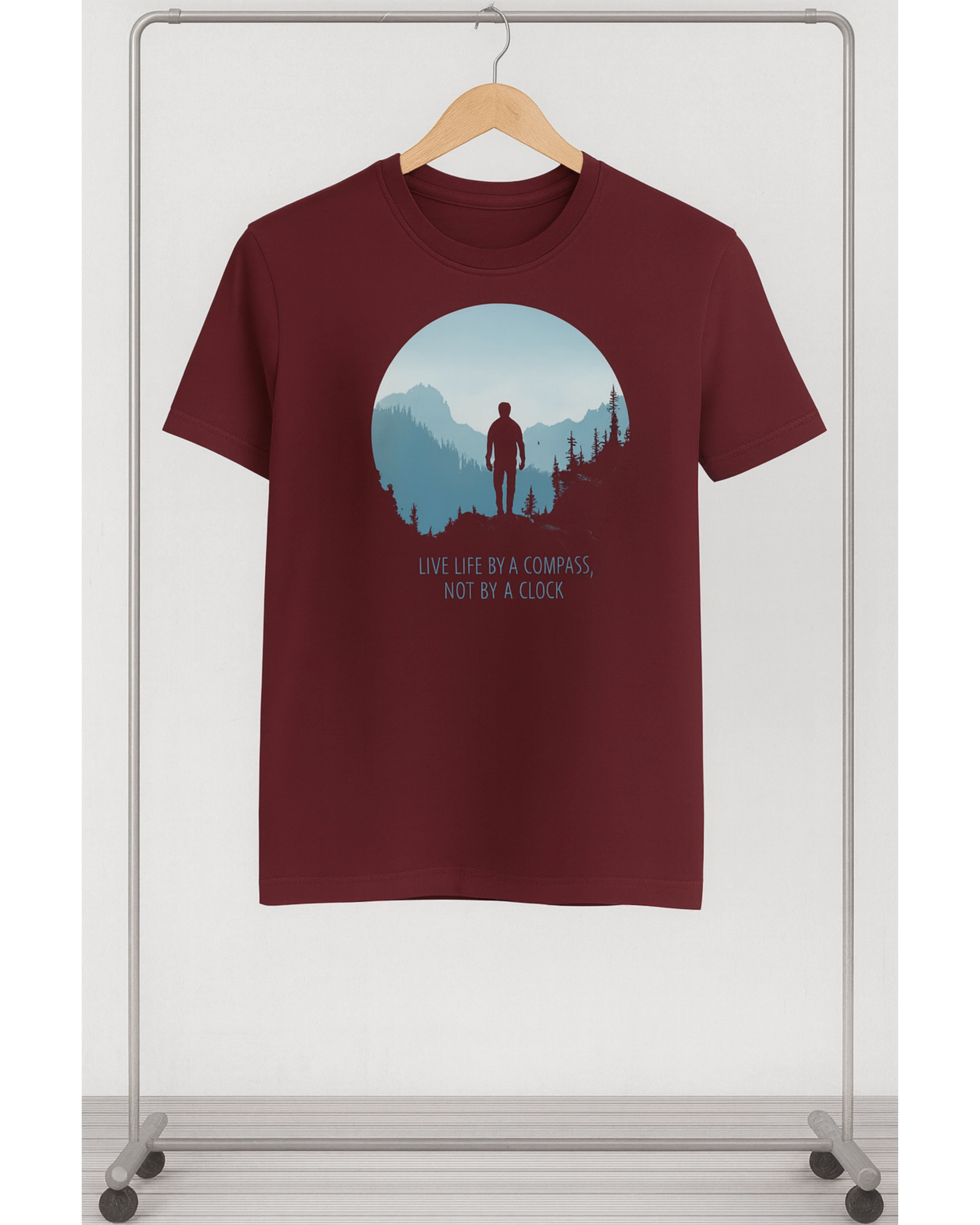 Premium Maroon Printed T-Shirt/Tee for Men – Cotton Jersey Fabric (Code 3419) - Image 2