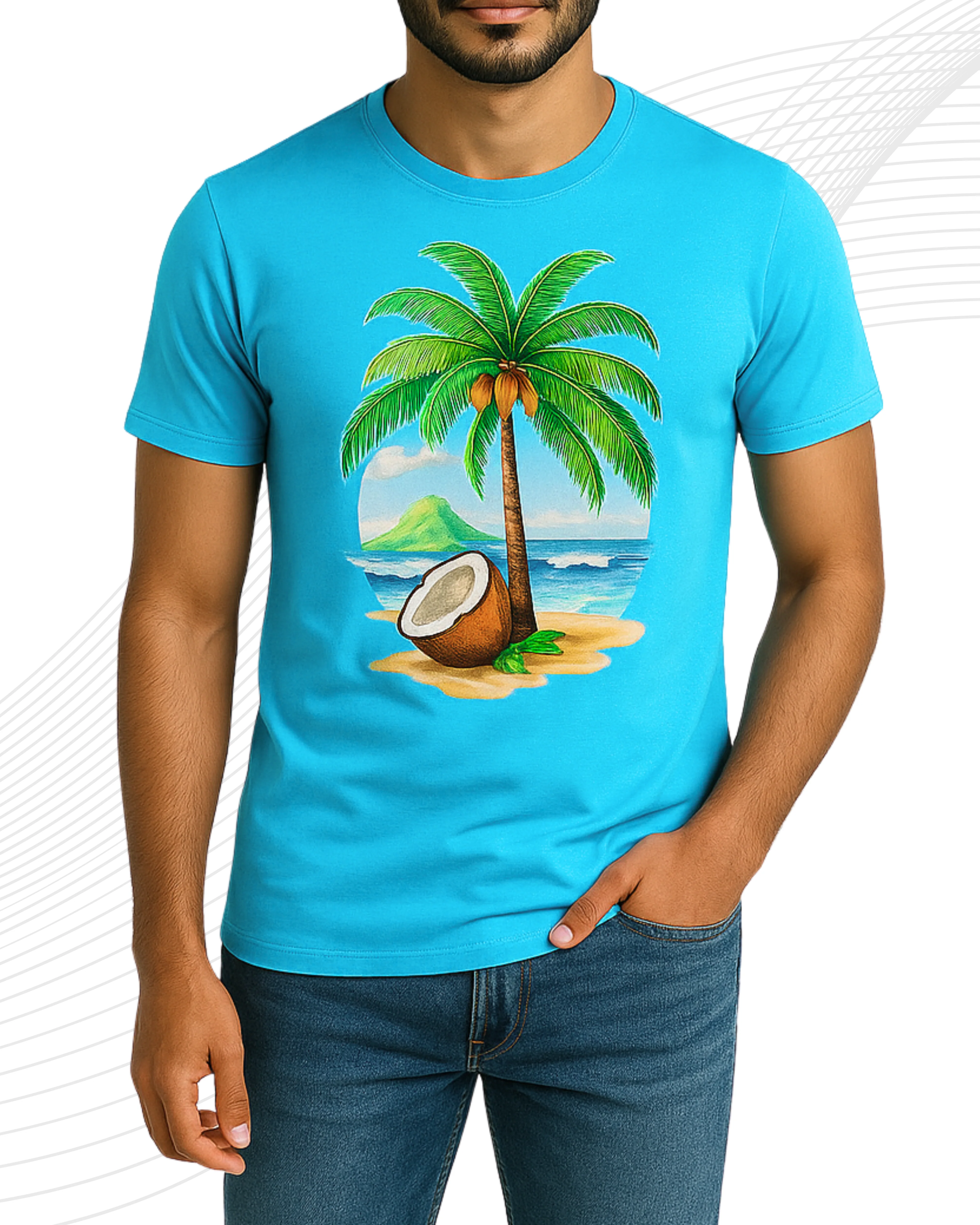 Premium Plam Printed T-Shirt – Cotton Jersey Fabric (Code 3288)