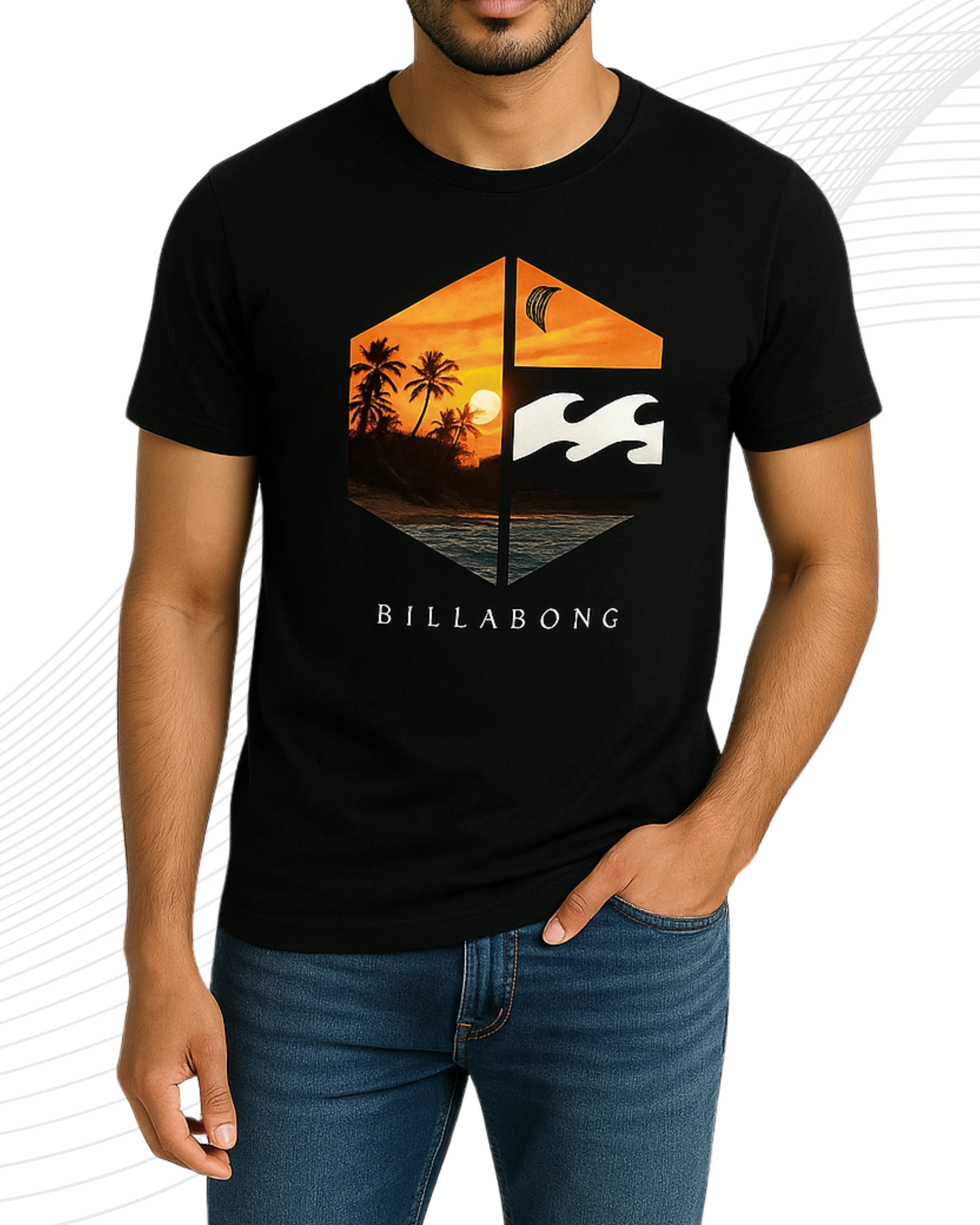 Premium Billabong Printed T-Shirt for Men β Cotton Jersey Fabric (Code 3289)