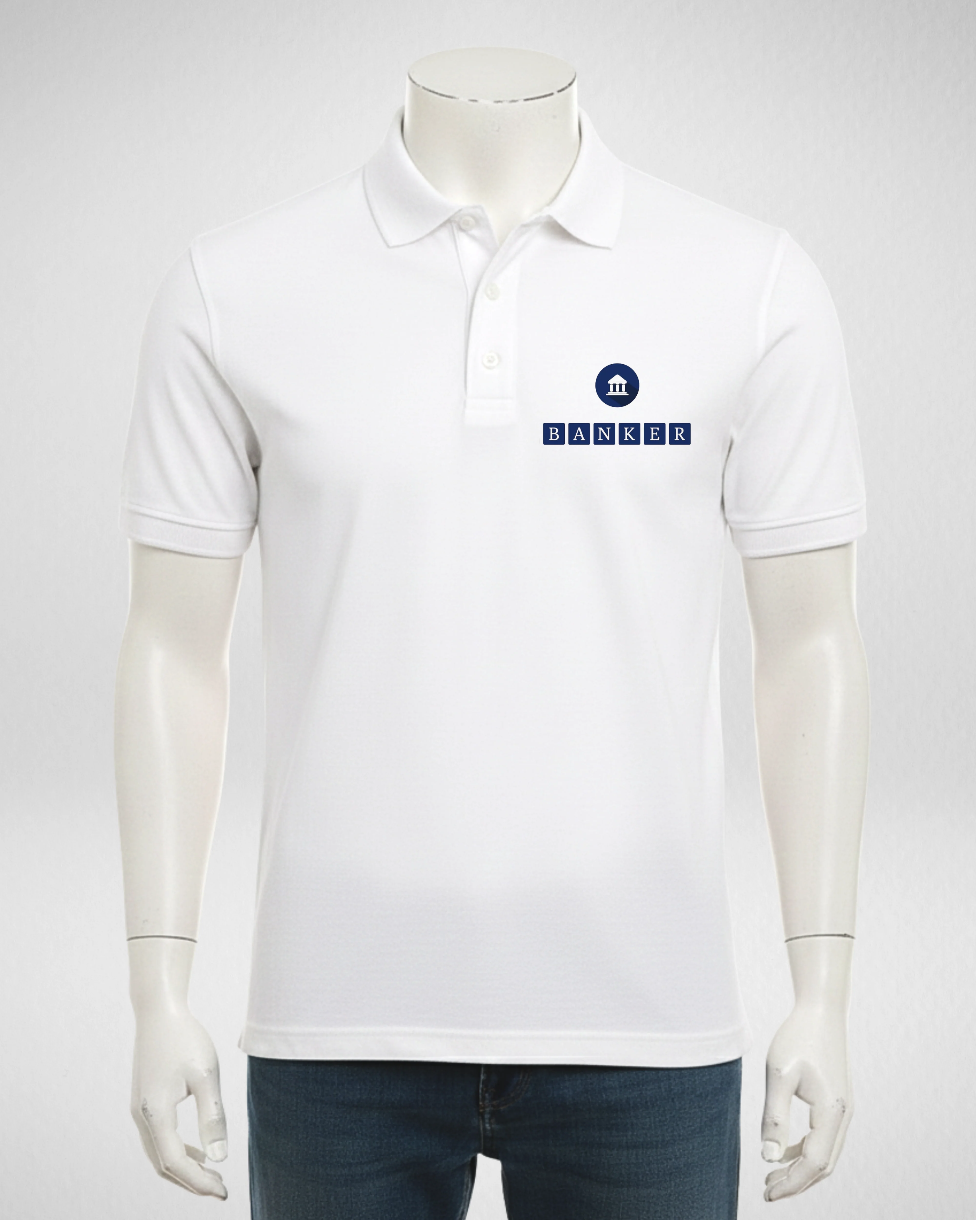 White Printed Polo T-Shirt – Stylish & Comfortable (Code 4559) - Image 3